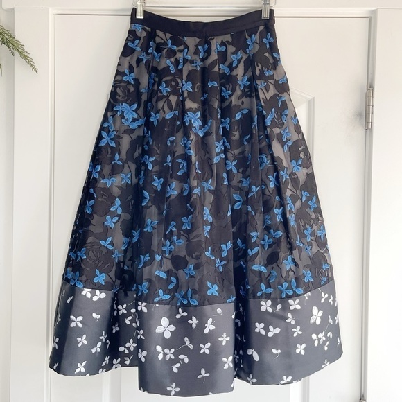 Sachin + Babi Noir Floral Embroidered Midi Skirt - 4 - Picture 1 of 6